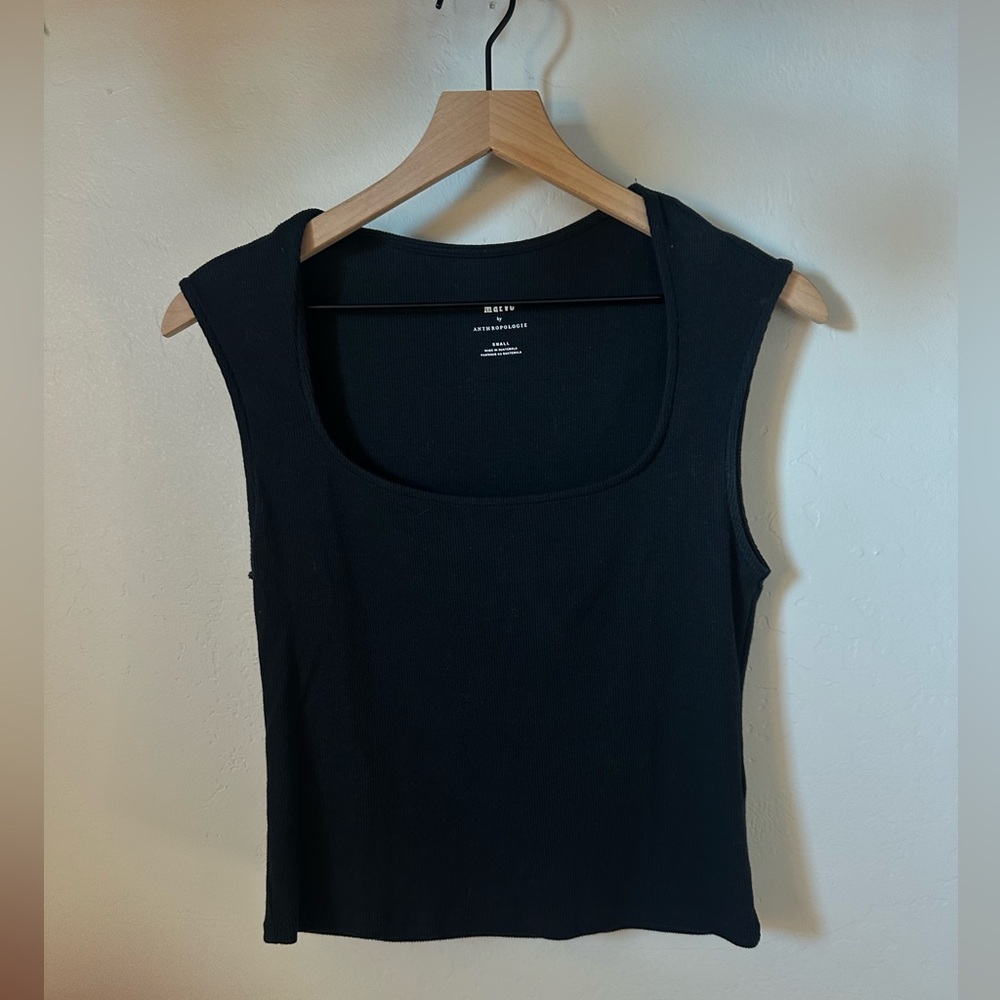 Anthropologie Black Square Neck Tank Top